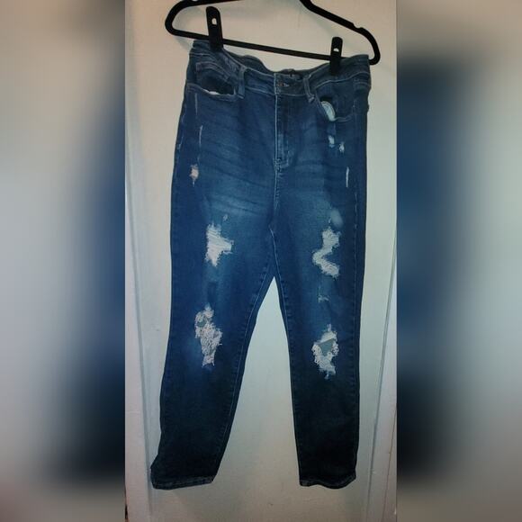 Judy Blue Womens Boyfriend Fit Distressed Denim Blue Jeans Size 32 - Picture 12 of 12